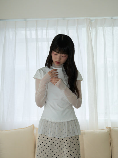 シアー 重ね着風トップス 大人カジュアル レディース Uenui