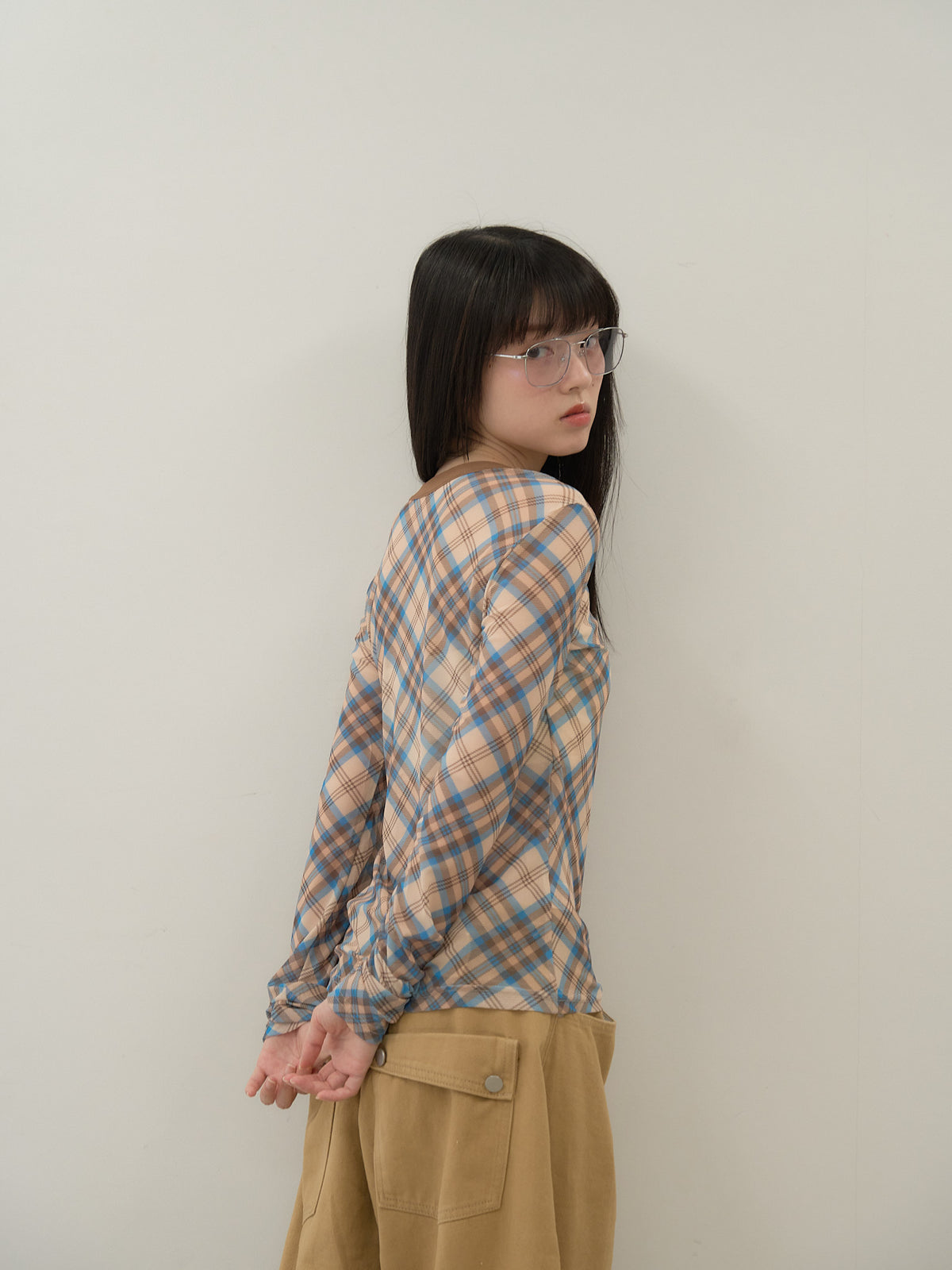 check slim long sleeve tee