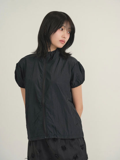 stand collar zip short jacket