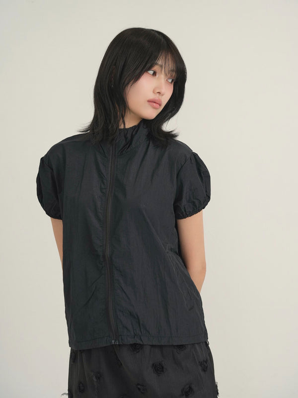 stand collar zip short jacket