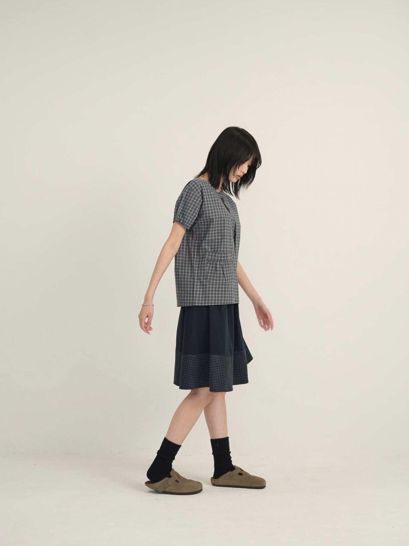 asymmetry check blouse