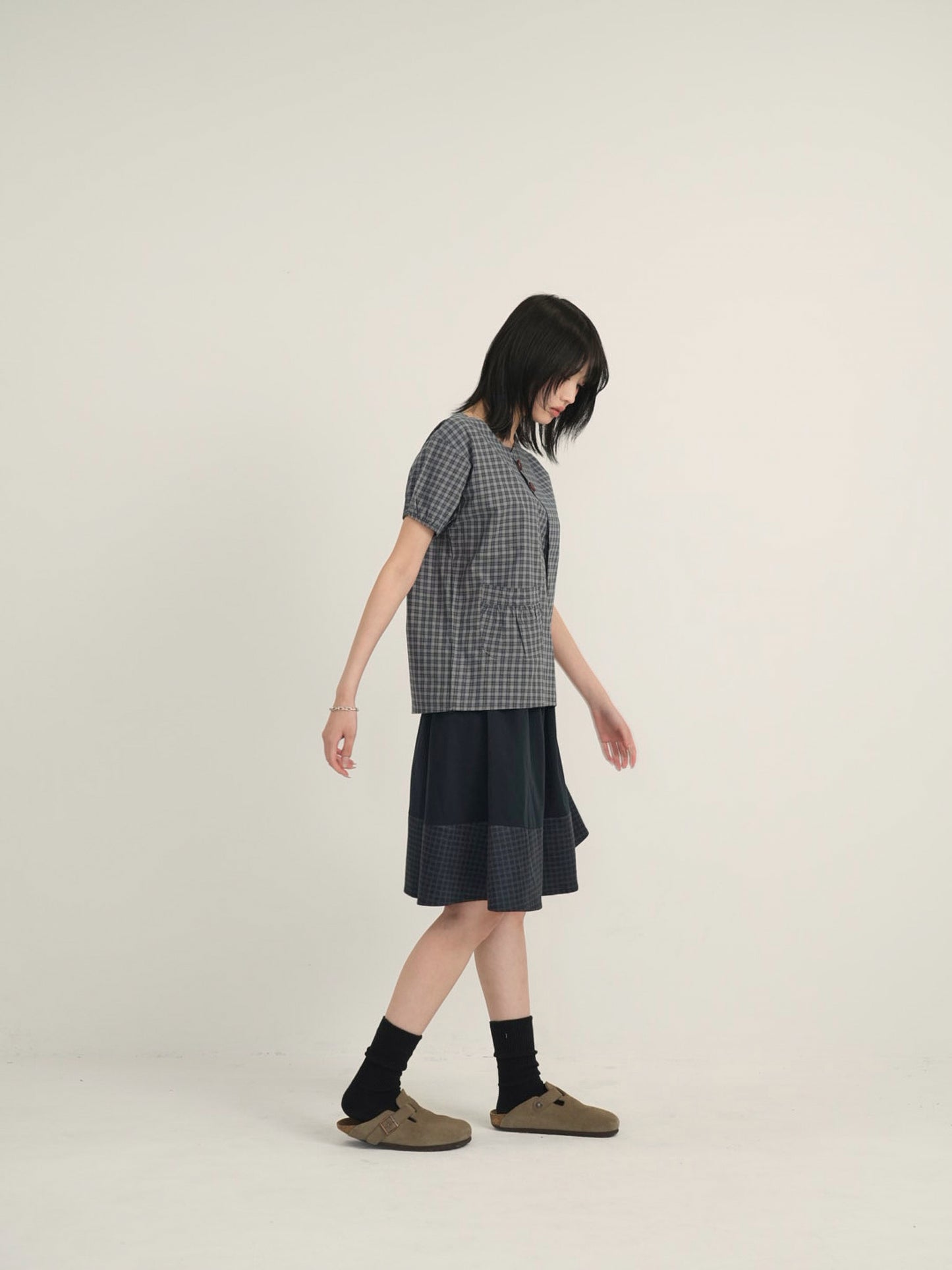 asymmetry check blouse