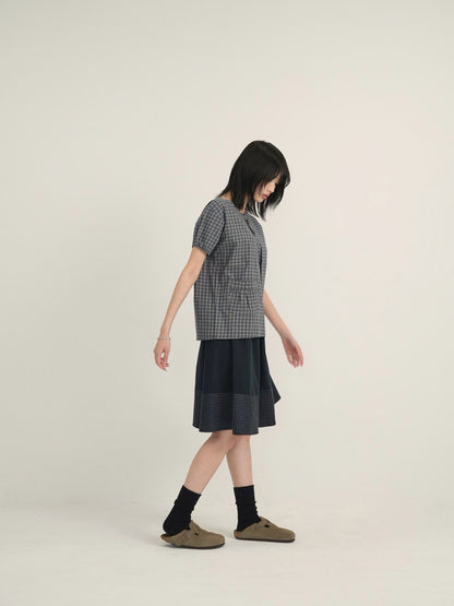 asymmetry check blouse