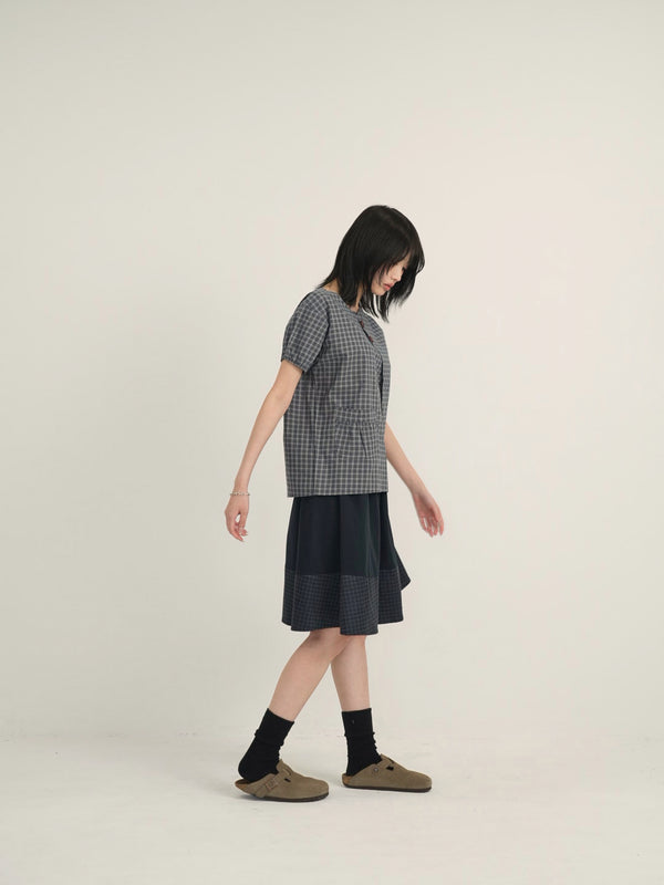 asymmetry check blouse