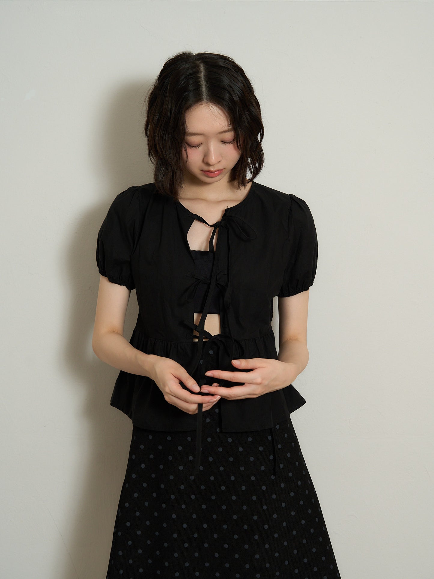 ribbon flare blouse