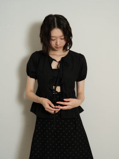 ribbon flare blouse