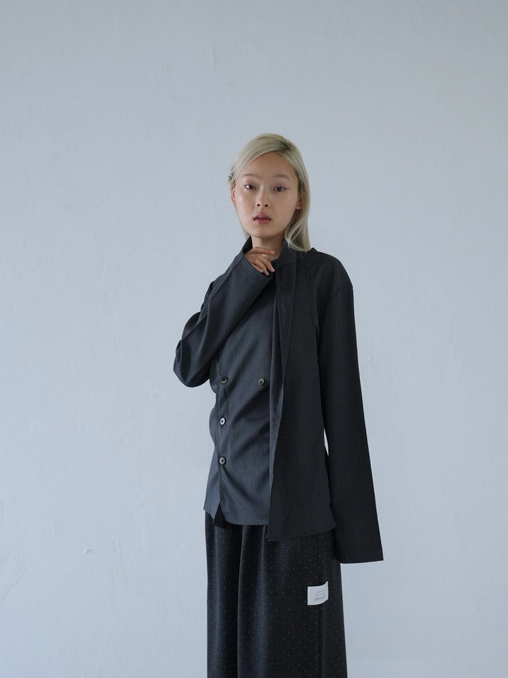 【 10月上旬発送予定 】drape neck asymmetric blouse