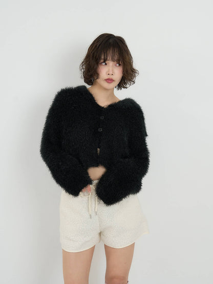 shaggy knit sailor cardigan