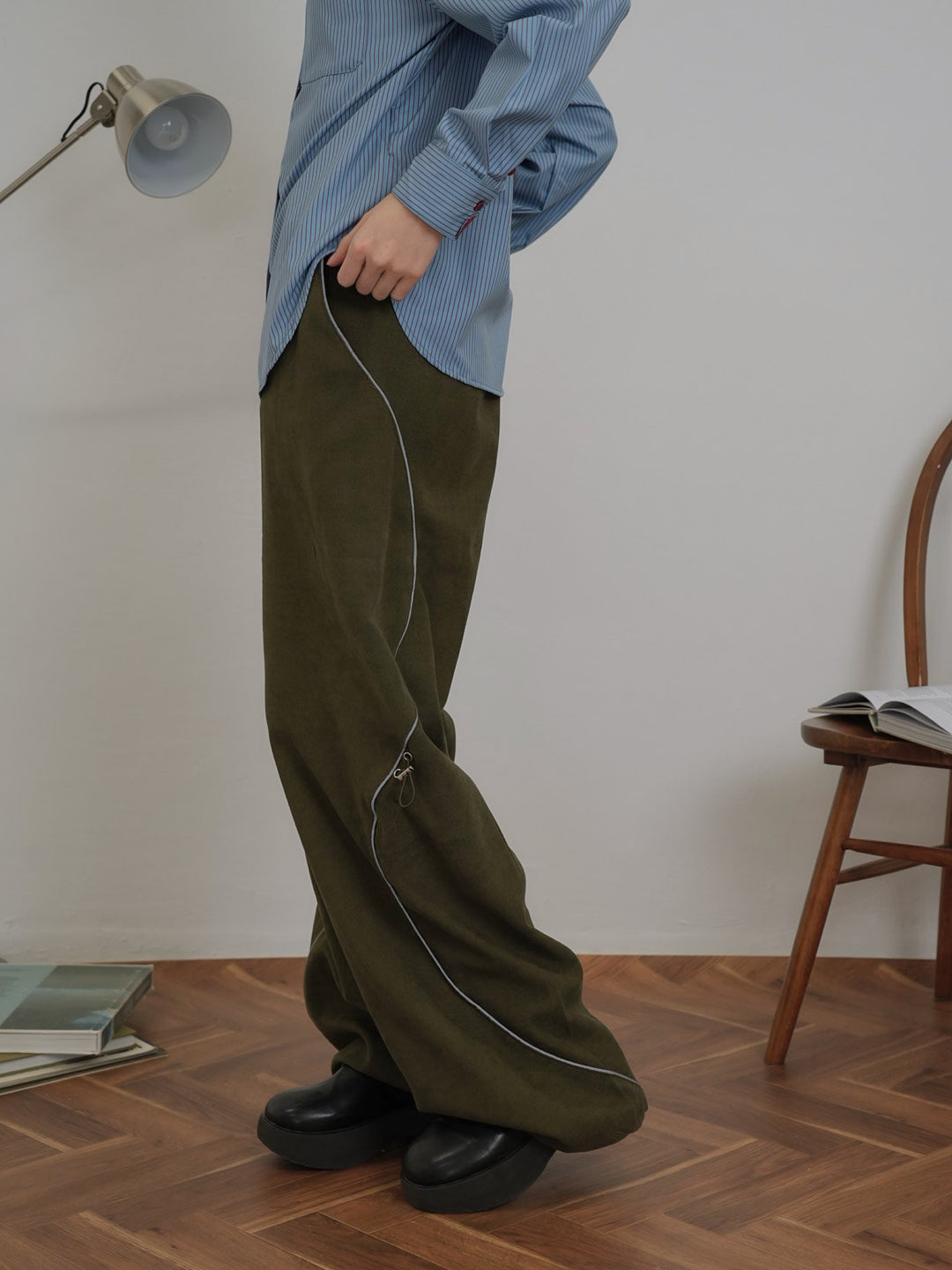 stitch line wide pants