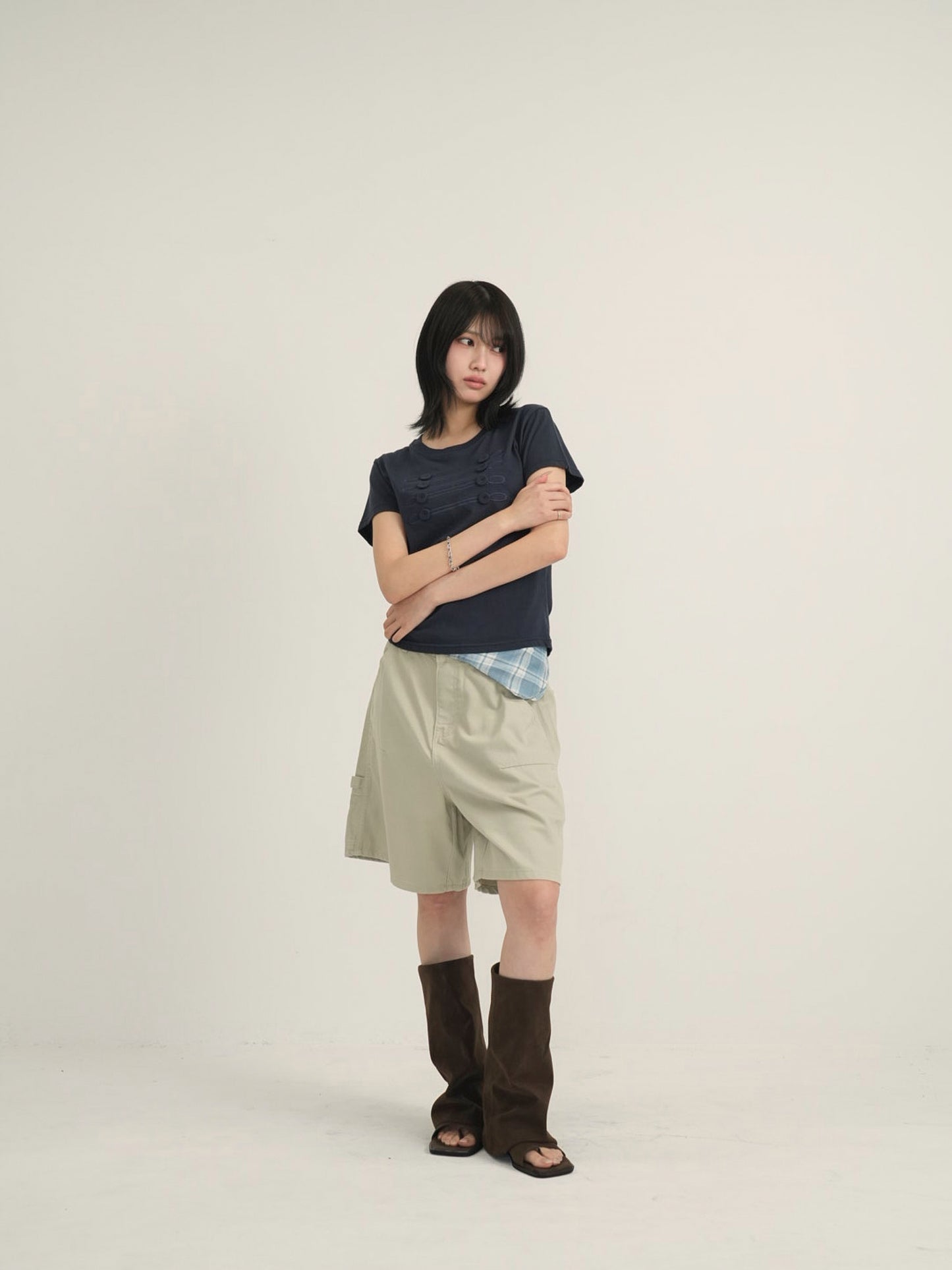 waist check cargo half pants