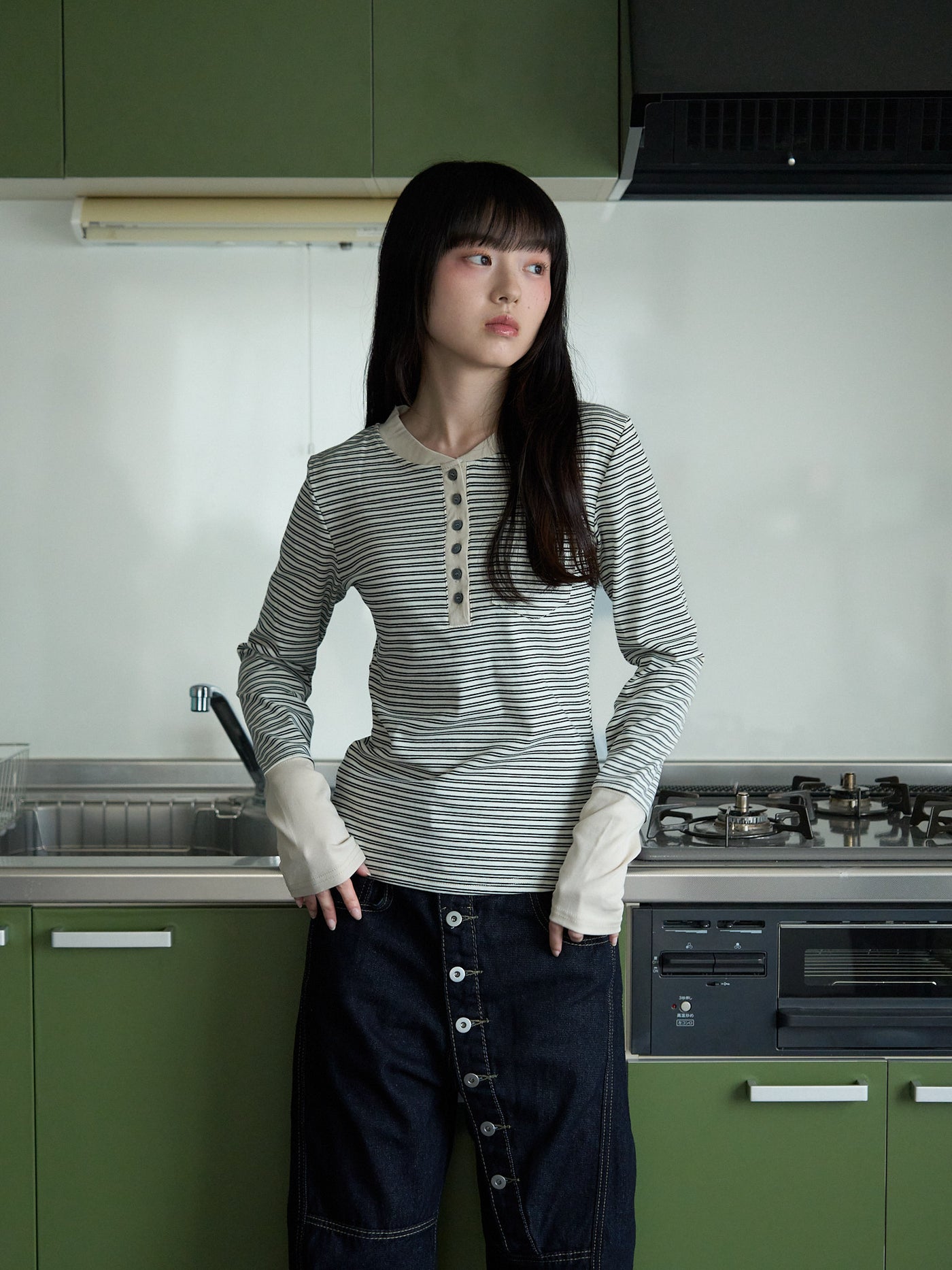 ボーダー ロングTシャツ 大人カジュアル レディース Uenui
