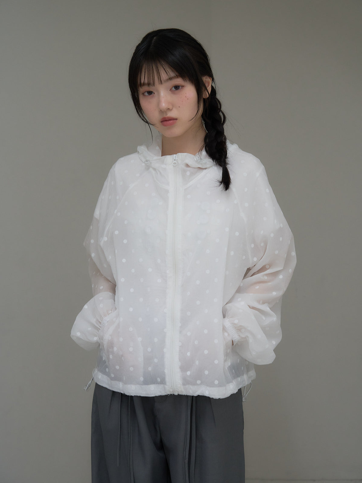 dot sheer hoodie