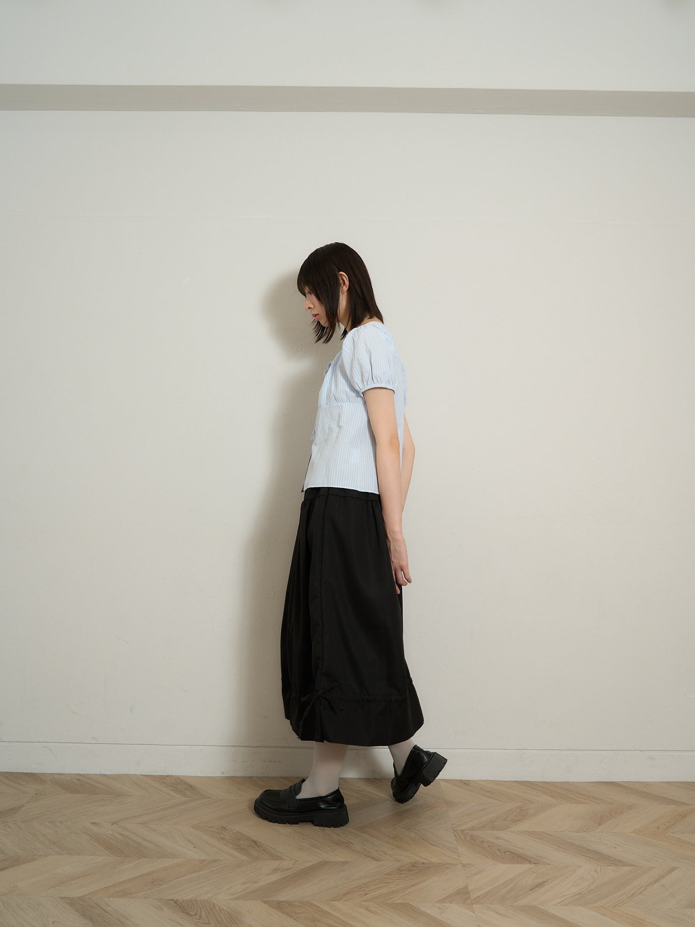 stripe ribbon blouse