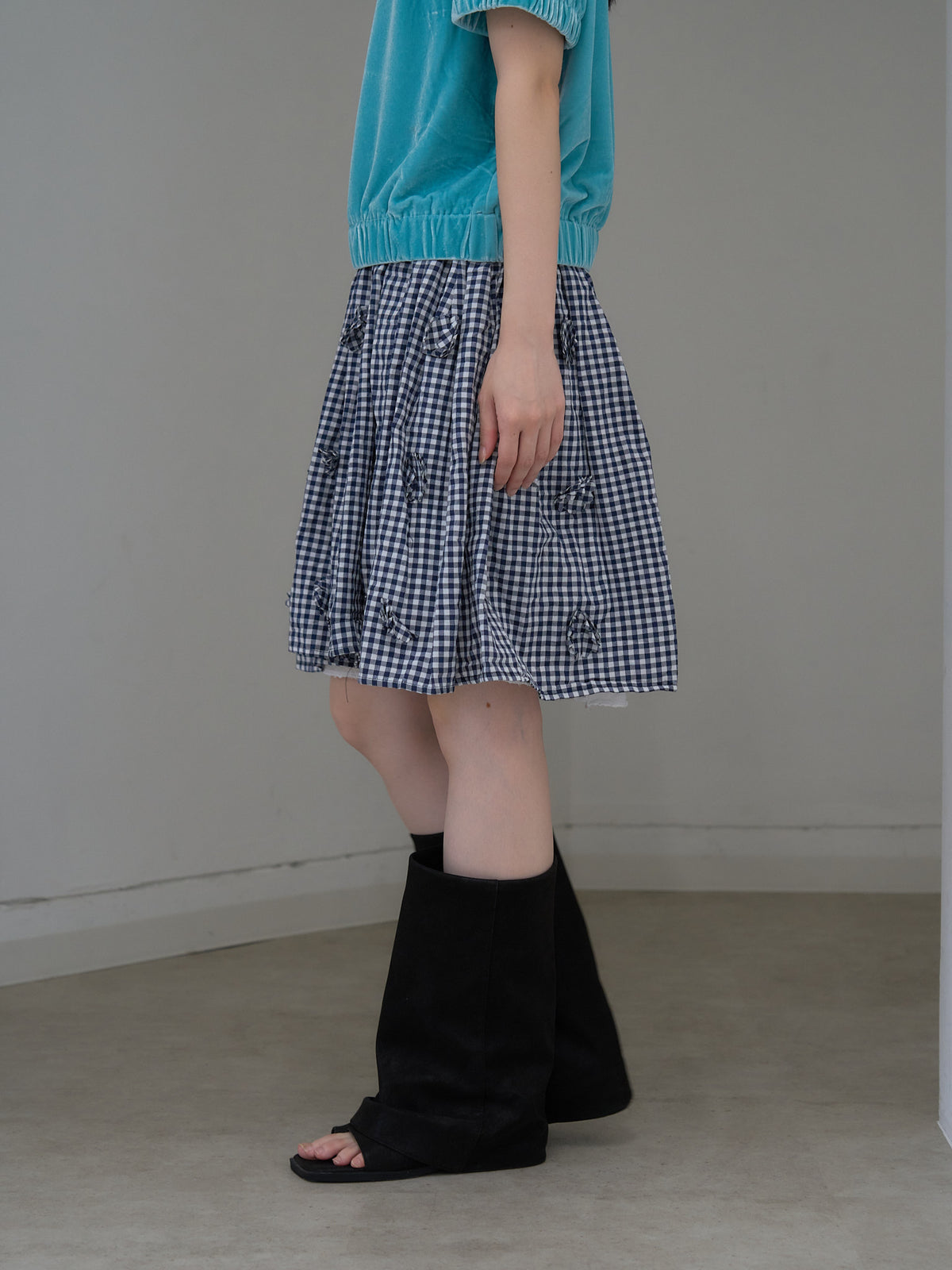 navy check skirt