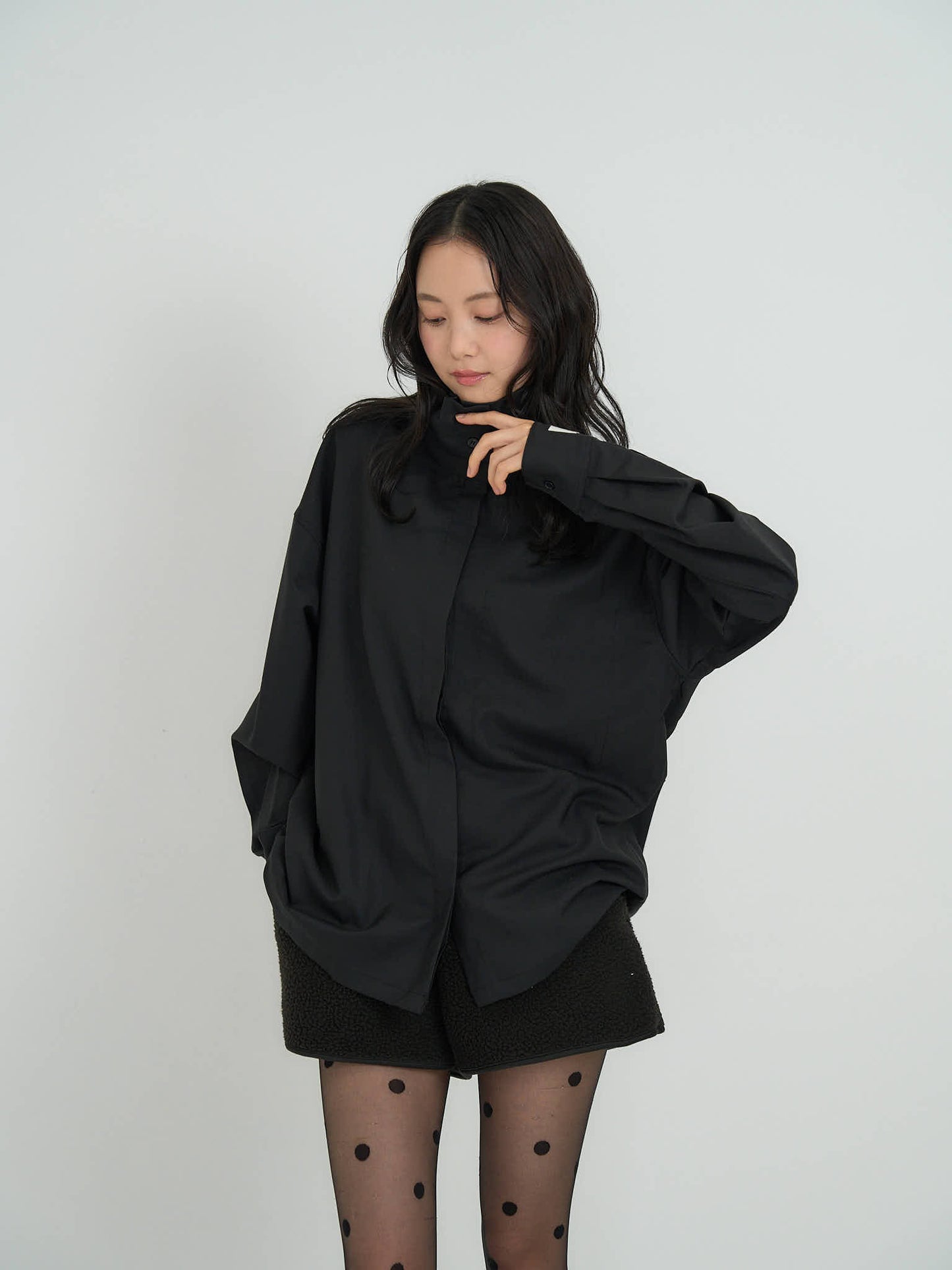 stand collar oversize shirt