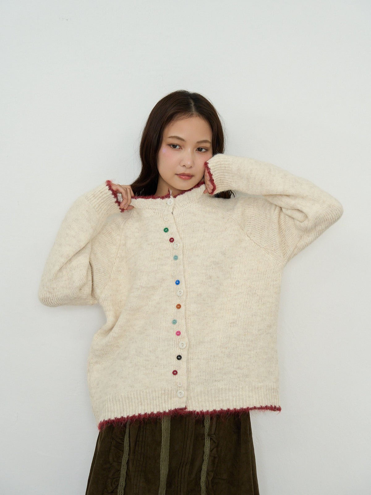 color button knit cardigan