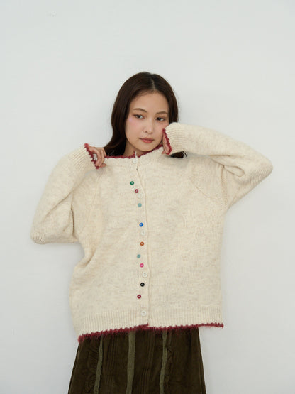 color button knit cardigan