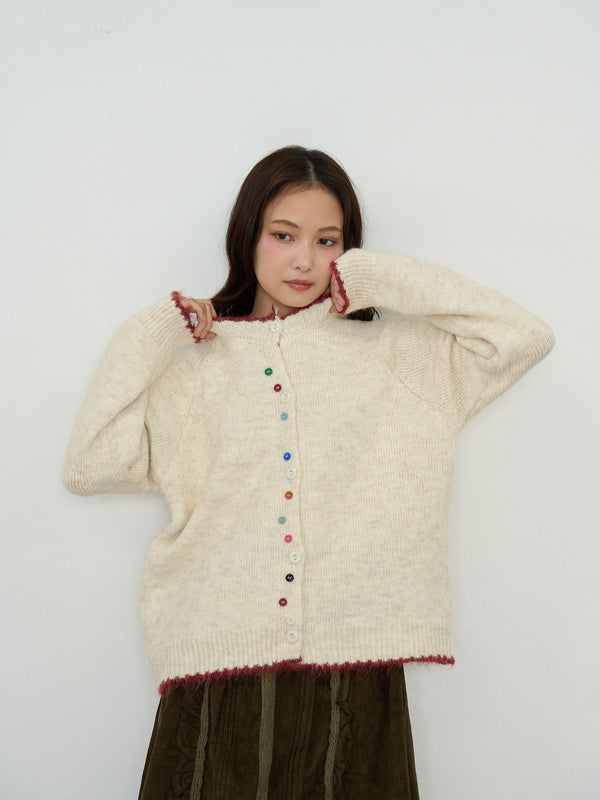 color button knit cardigan