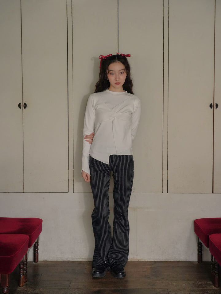 low rise pinstripe flare pants