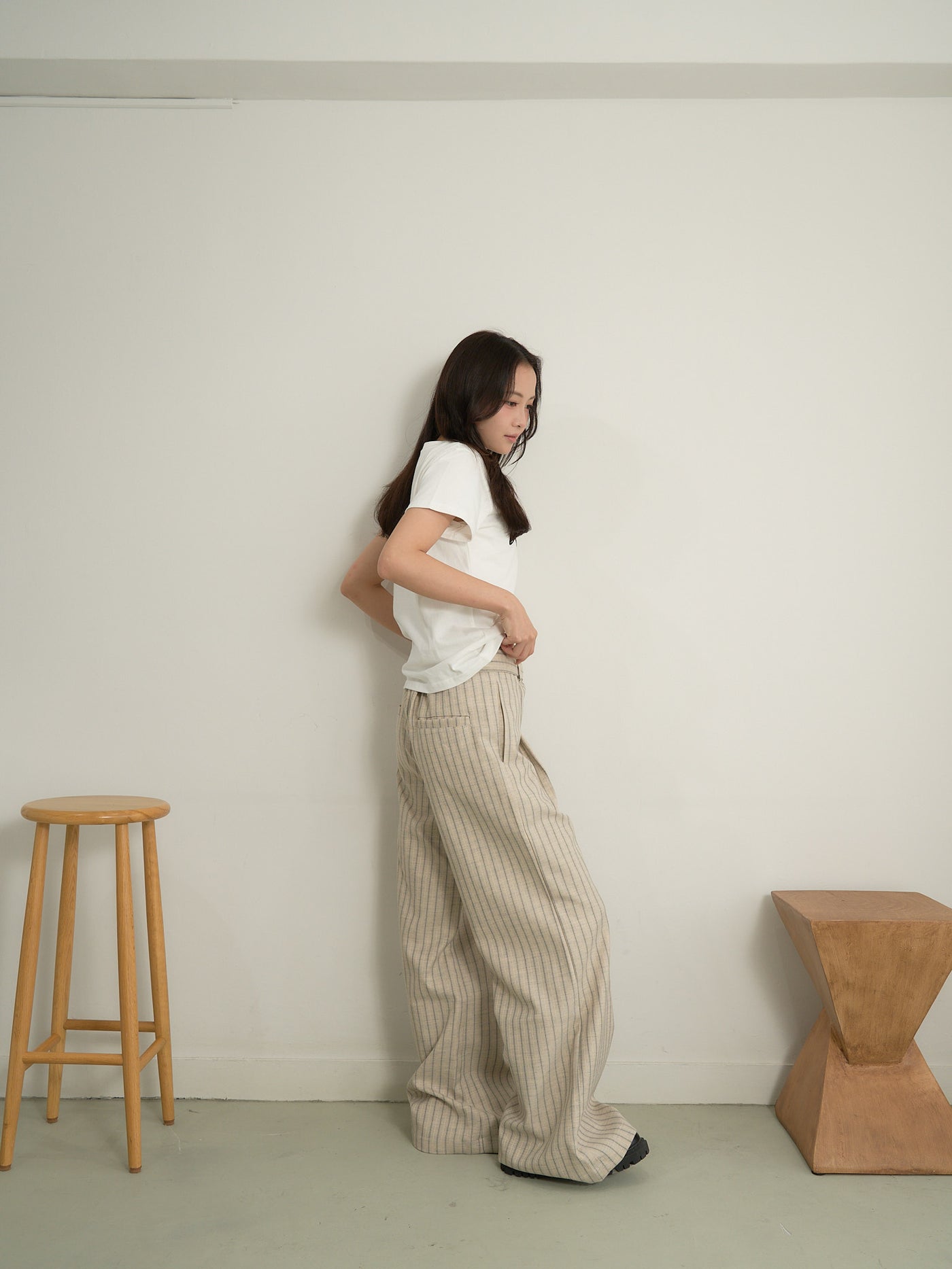 stripe wide pants