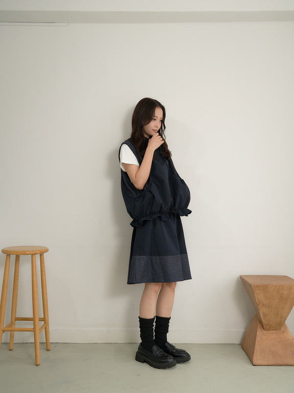 check vest & skirt set