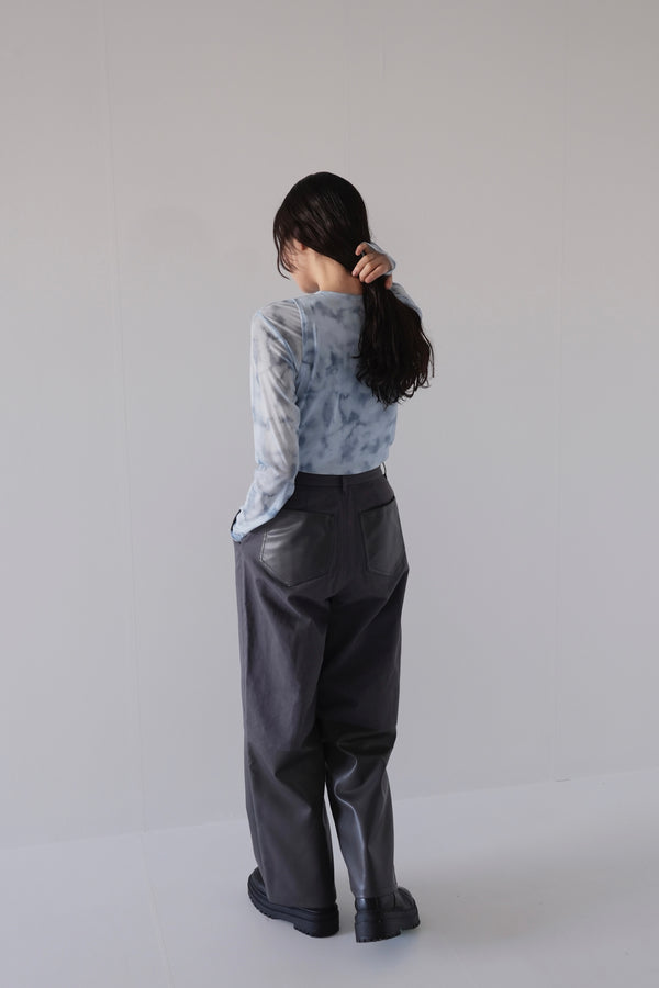 フェイクレザー ワイドパンツ 大人カジュアル レディース Uenui