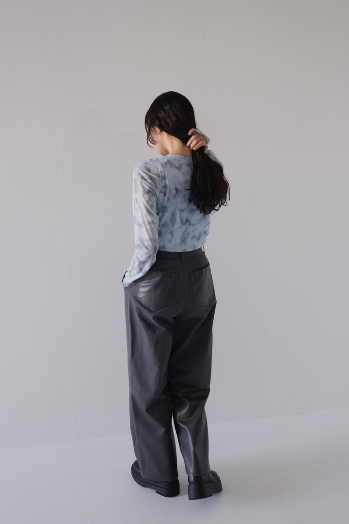 fake leather switching pants