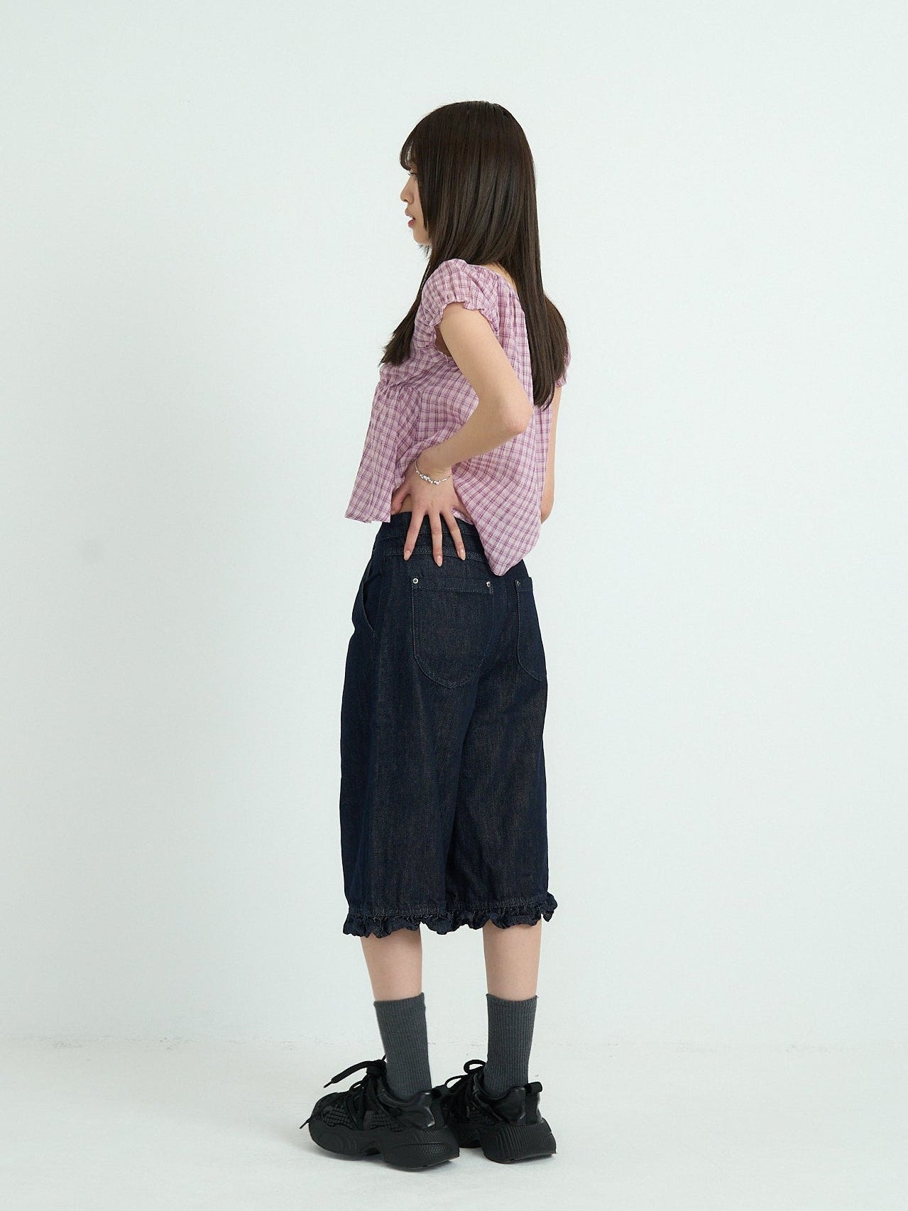 フリル ワイドデニムパンツ 大人カジュアル レディース Uenui
