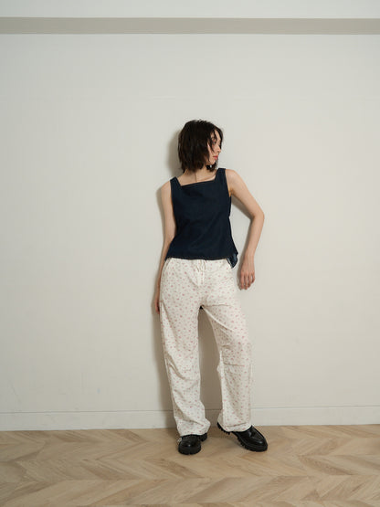 square neck denim top
