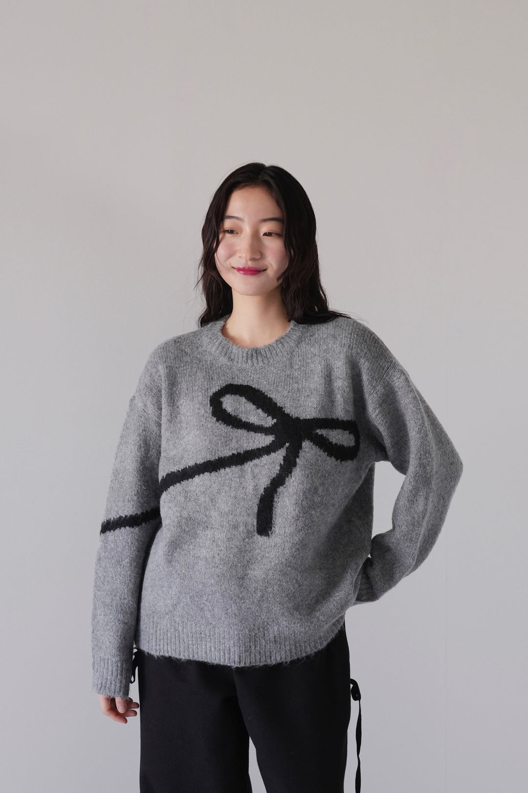 flow diagonally ribbon knit