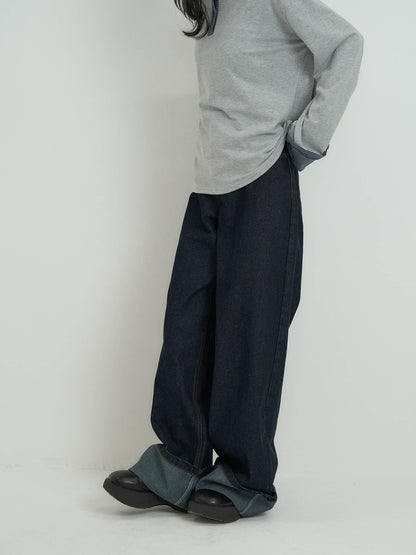 wide leg denim pants