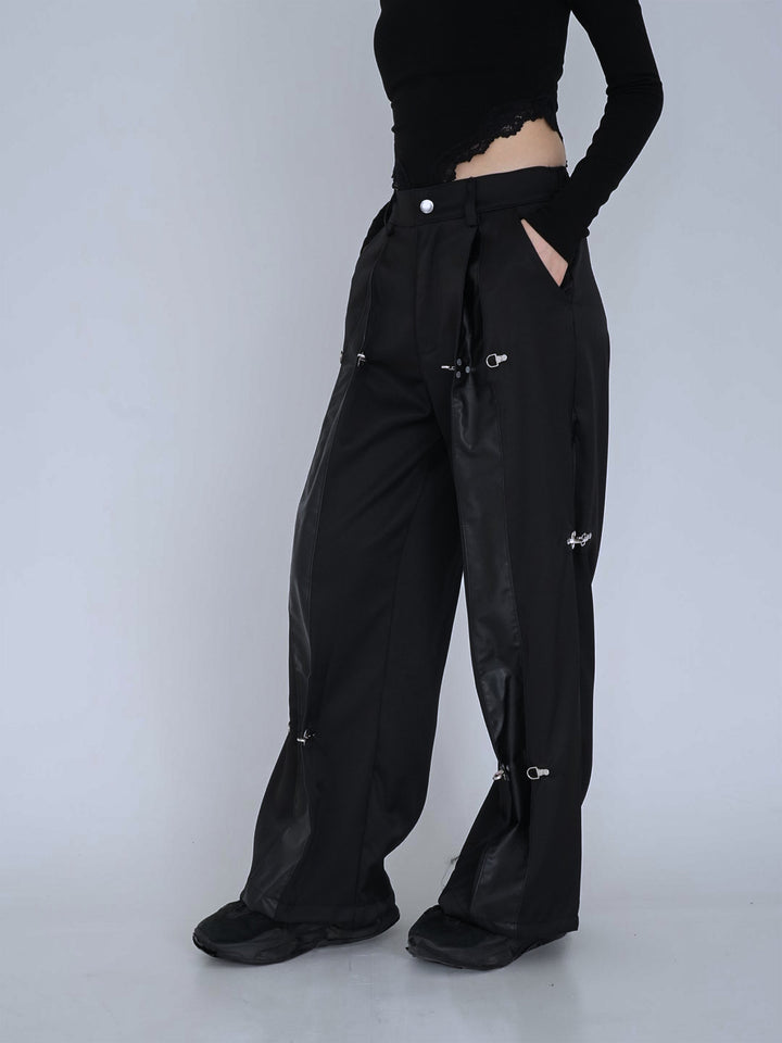double material pin pants