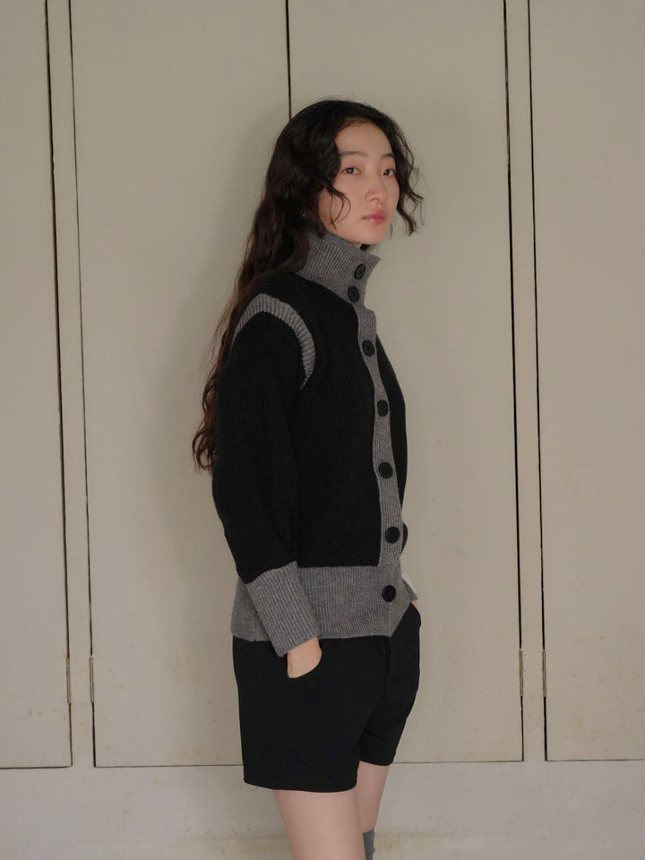 color block knit cardigan