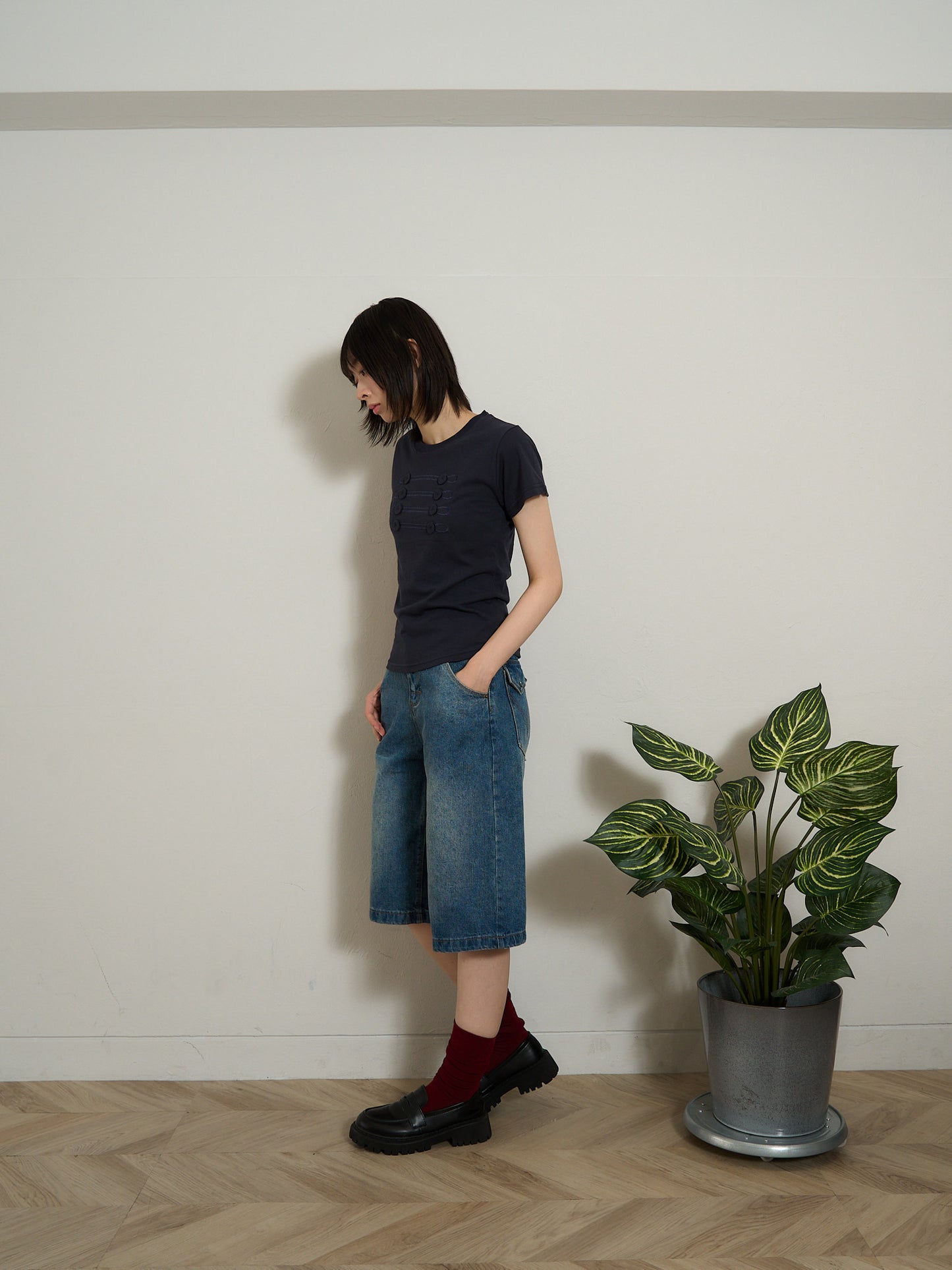 denim bermuda pants