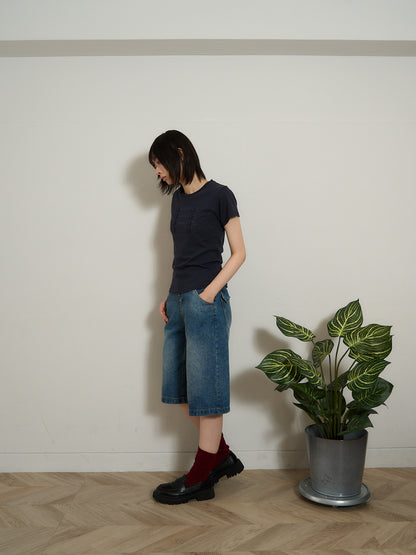 denim bermuda pants