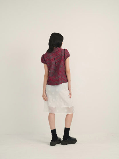 doll collar plaid blouse
