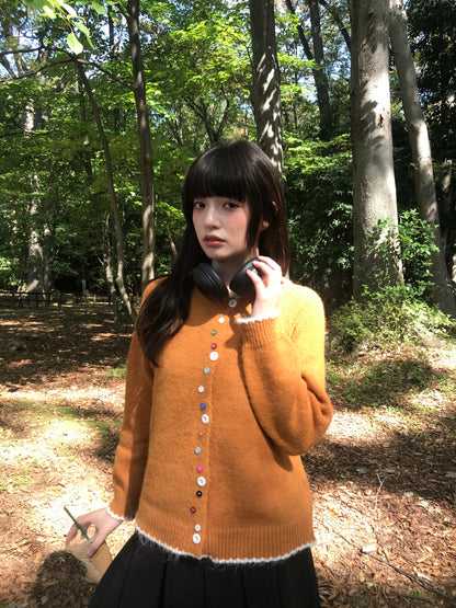 color button knit cardigan