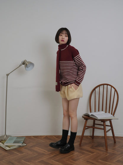 border knit top scarf set