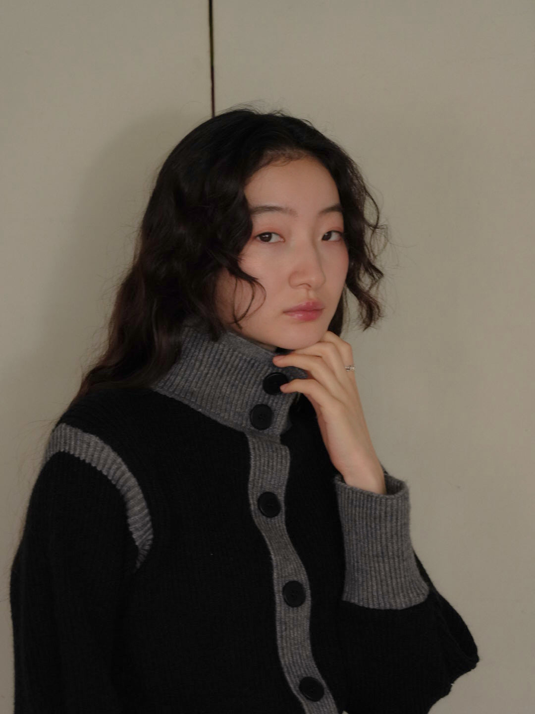 color block knit cardigan