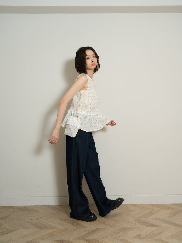 dot sleeveless blouse set