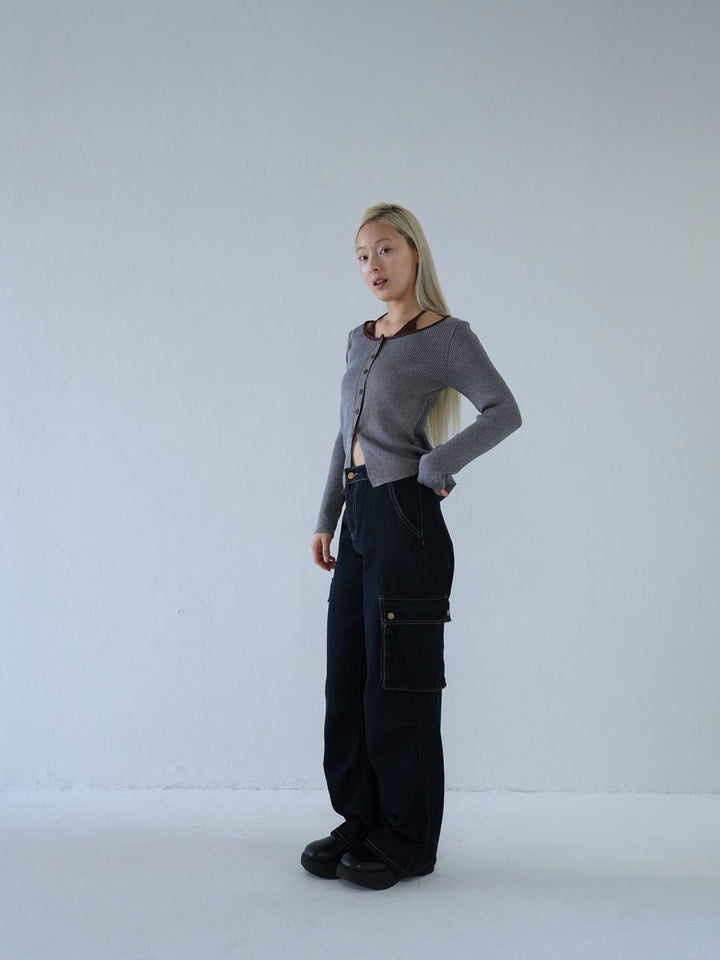 【 10月上旬発送予定 】layered rib knit top
