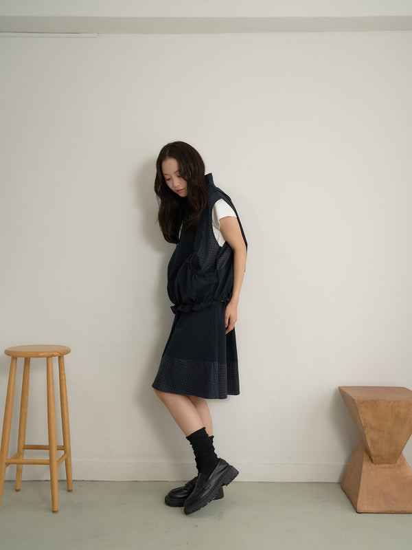 check vest & skirt set
