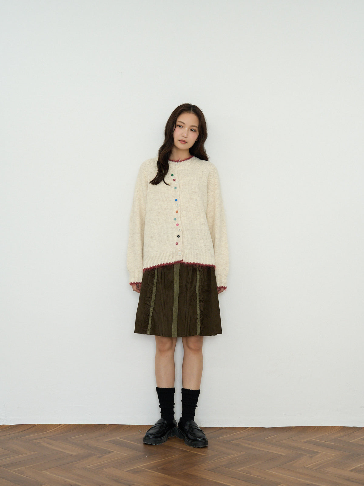 color button knit cardigan