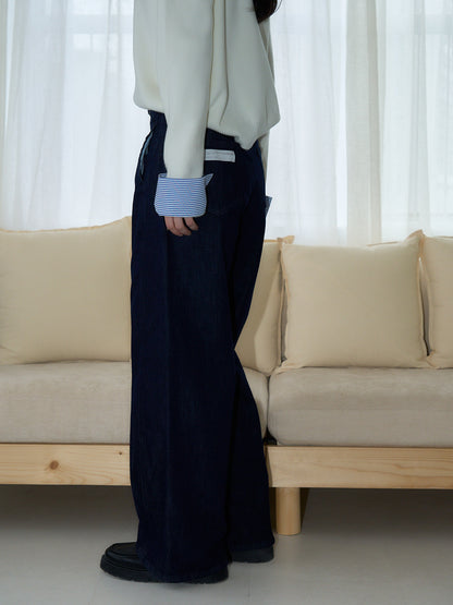 belted high waist denim pants