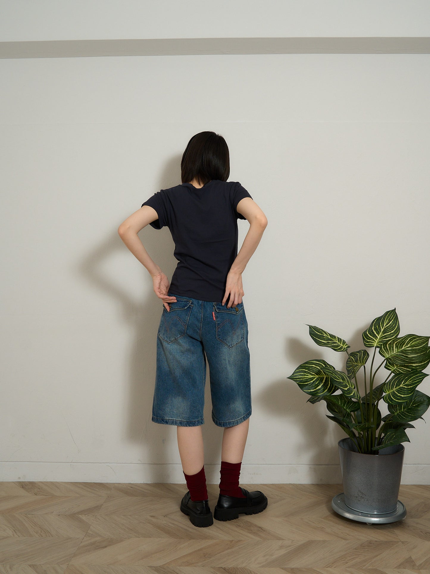 denim bermuda pants