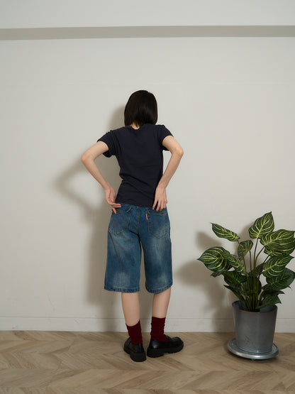 denim bermuda pants
