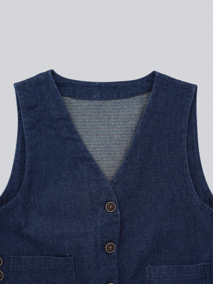 denim button casual vest