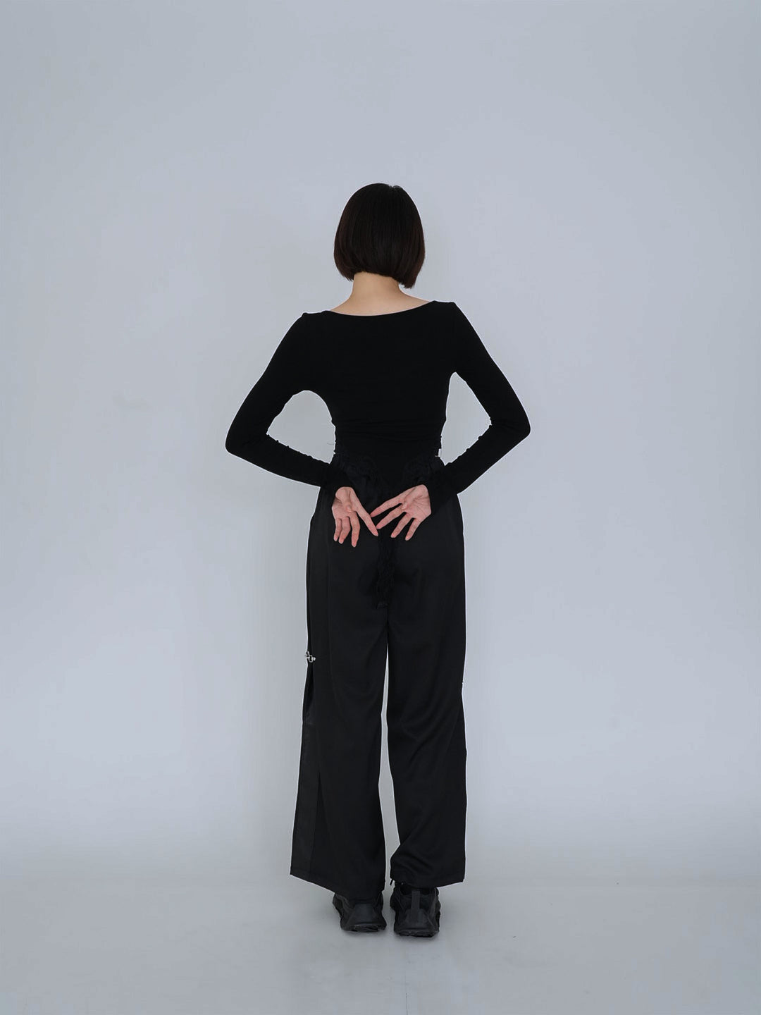 double material pin pants