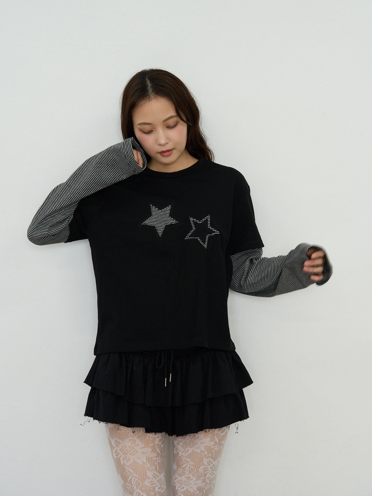 star border layered long sleeve tee