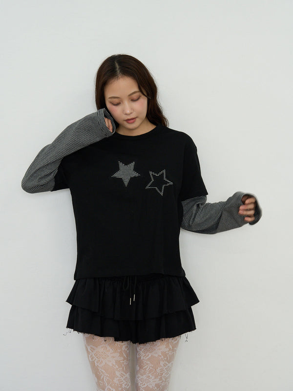 star border layered long sleeve tee